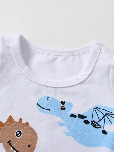 Miniatura 80 de Conjunto de 3 piezas de ropa de bebé recién nacido con estampado de manga larga + pantalones + sombrero