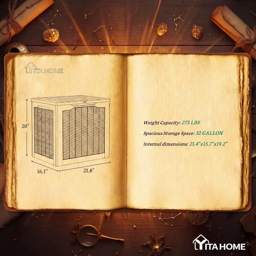Miniatura 7 de YITAHOME Caja de cubierta para exteriores de 32 galones, caja de almacenamiento impermeable con tapa y lateral bloqueables, contenedor