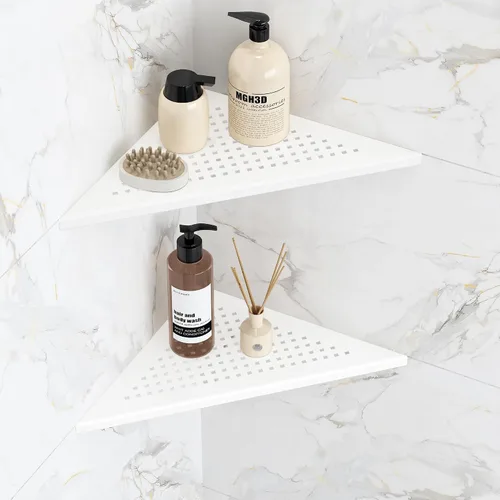 Miniatura 20 de Qeke Estante de Esquina para Baño, Estante de Ducha Empotrado de 10" Organizador, Estante de Acero Inoxidable SUS304 Montaje en Pared Triangular