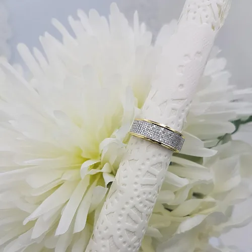 Miniatura 3 de Dazzlingrock Collection Round White Diamond 5 Row with Rectangular Grooves Micro-pave Anniversary Ring (0.40 ctw, Color I-J, Clarity I1-I3) in Gold
