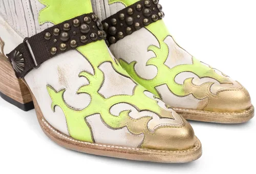 Miniatura 4 de Mezcalero Botines de piel blanca para Mujer con acabado vintage - Dudi