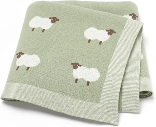 Miniatura 21 de Hadetoto Mantas de bebé para niños y niñas, mantas de algodón de punto para recién nacidos, manta de recepción de ganchillo neutro, esenciales