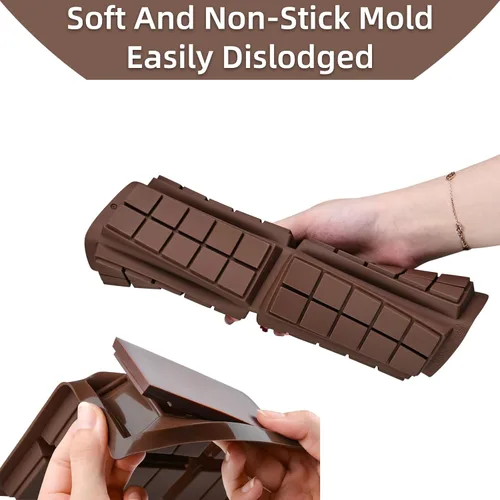 Miniatura 4 de Moldes de silicona para chocolate, molde de barra de chocolate antiadherente, 3 moldes de silicona de grado alimenticio, adecuado para hacer dulces