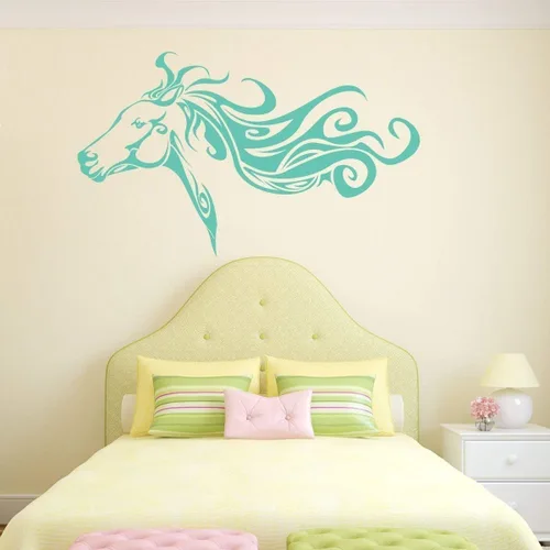 Miniatura 6 de Calcomanía de pared de vinilo de cabeza de caballo con nombre personalizado para dormitorio de niñas o niños Adhesivo decorativo artístico