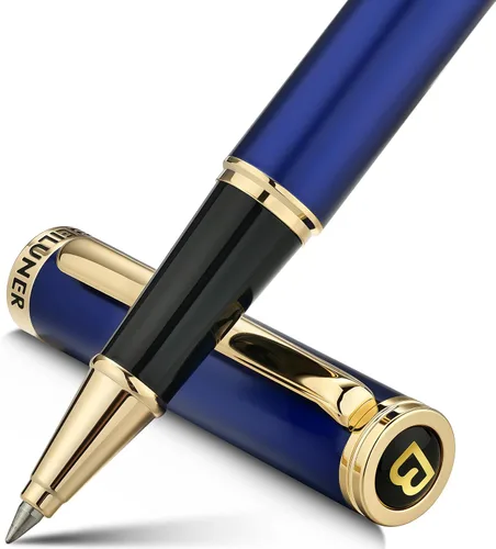 Miniatura 11 de BEILUNER - Bolígrafo de lujo con bola de rodillo, impresionante diseño de cromo plateado con acabado en oro de 24 quilates, diseños nobles y cromo