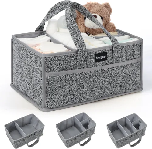 Miniatura 9 de URMYWO Organizador de pañales – Organizador de pañales portátil para bebé con asa, organizador grande para guardería, cesta de almacenamiento