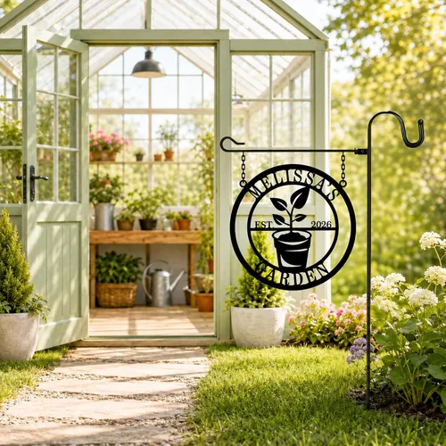 Miniatura 3 de Letrero de metal personalizado para jardín, letrero de pared para decoración al aire libre con nombre personalizado, arte de pared con apellido