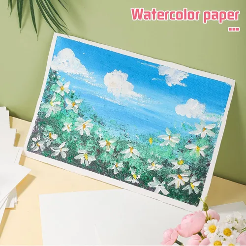 Miniatura 5 de 120 hojas de papel para acuarela 8.5 x 11, papel para acuarela prensado en frío de 140 lb/300 g/m², papel blanco para acuarela a granel para niños