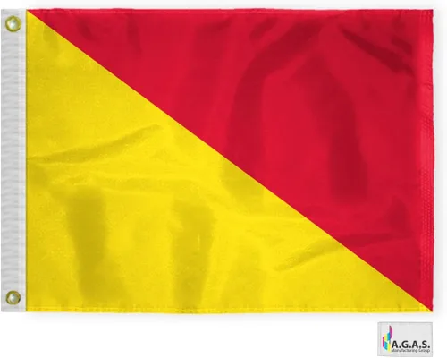 AGAS - Bandera Oscar Code O Marine Signal de 1.5 x 2 pies, nailon 200D impreso, cabecera de lona, ojales de latón, bordes cosidos y no destiñen,