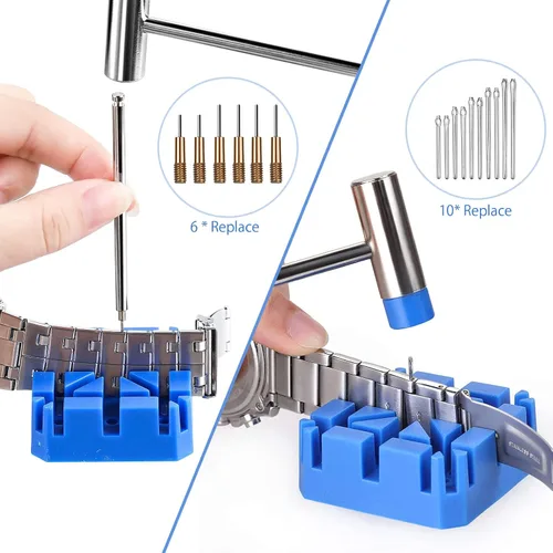 Miniatura 3 de JOREST Kit de herramientas para correa de reloj, kit de reparación para ajuste de correa de reloj, reemplazo y cambio de tamaño, con herramienta