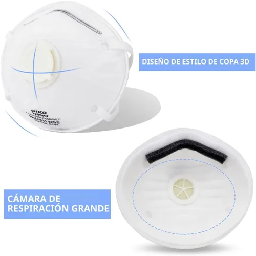 Miniatura 5 de GIKO Máscaras respiradoras N95 – 15 máscaras de seguridad certificadas por NIOSH máscara respiradora de partículas con válvula de respiración