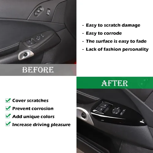 Miniatura 2 de Cubierta de panel de botón de elevación de vidrio para ventana de automóvil, compatible con Chevrolet Corvette C6 2005-2013, accesorios interiores