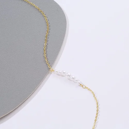 Miniatura 4 de Feskive Delicado collar con colgante de perlas para mujer, chapado en oro de 14 quilates, elegante collar de perlas de agua dulce, collar de perlas