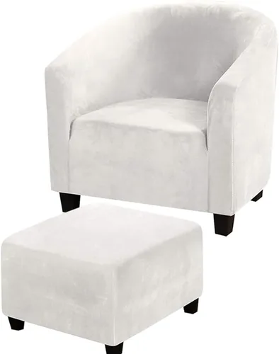 Miniatura 19 de XMNTG Fundas de terciopelo elástico para sillas de bañera, fundas para sillas de club, fundas redondas para sillas de barril, protector de muebles