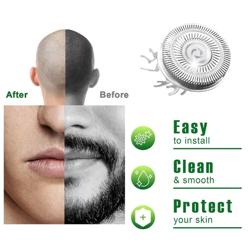 Miniatura 2 de Paquete de 8 cuchillas de repuesto para cabezal de afeitadora compatible con Sku*l Shaver Pitbull Gold PRO - Hoja de repuesto de 4 cabezales