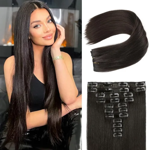 Miniatura 20 de REECHO Extensiones de cabello, 11 piezas de extensiones de cabello con clip de 24 pulgadas de largo, lacio, HE005, extensiones sintéticas naturales