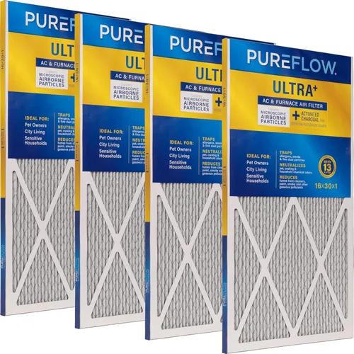 Miniatura 25 de PureFlow - Filtro de aire para horno doméstico de 12 x 12 x 1, con 4 capas de tecnología de filtración avanzada, MERV-13 paquete de 2