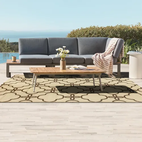 Miniatura 7 de Ashler - Alfombra de paja de plástico para exteriores, 5 x 8, reversible, color azul pálido, diseño moderno con flores para caravana, patio trasero