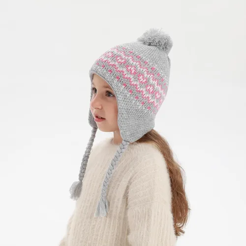 Miniatura 45 de Conjunto de guantes y gorro de invierno para niños, gorro de forro polar cálido, gorro de punto y guantes para niños y niñas
