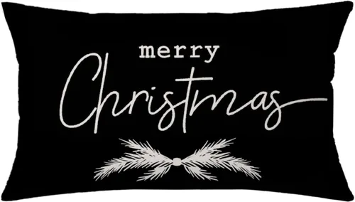 Miniatura 10 de AOFANGGO Funda de almohada de Navidad de 12 x 20 pulgadas, decoración navideña de árbol de leopardo, funda de cojín rústica para cama, silla, sofá