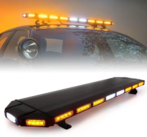 47" Barra de Luz de 108 LED para Coche - Luces Estroboscópicas Ámbar de Advertencia Con 15 Modos de Parpadeo para Construcción, Camiones de 47" 108
