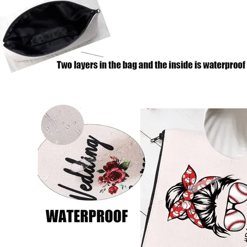 Miniatura 6 de PXTIDY Bolsa de maquillaje de béisbol para mamá, jugador de béisbol, bolsa con cremallera para atleta, para mamá, bolsa de aseo de viaje