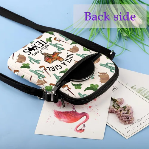 Miniatura 4 de XYANFA Bolsa de maquillaje de lona de regalo occidental para amantes de la ciudad del oeste, bolsa de lona con cremallera (bolsa cruzada texx)