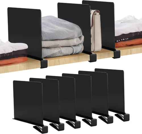 Miniatura 17 de JOY DECOR Paquete de 6 Divisores de Estantes Acrílicos Transparentes para Organizador y Almacenamiento de Armarios, Separadores de Estantes
