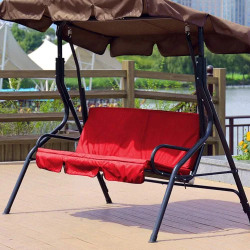 Miniatura 3 de AMONIDA Funda de asiento de columpio, de tres plazas, para patio, patio, jardín, silla de columpio (59.1 x 19.7 x 3.9 pulgadas) (rojo)