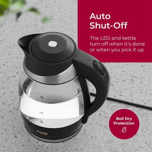 Miniatura 6 de Mueller Living Glass Kettle 1.5L 1500W - Tetera eléctrica con luz LED, apagado automático con tecnología SpeedBoil y protección contra hervir