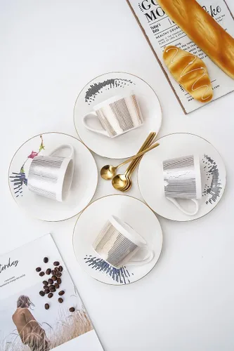 Miniatura 4 de Tazas y platillos de espejo, taza de café con reflejo de espejo, taza de café reflectante, tazas de té y platillos para mujeres, bodas, fiestas, té