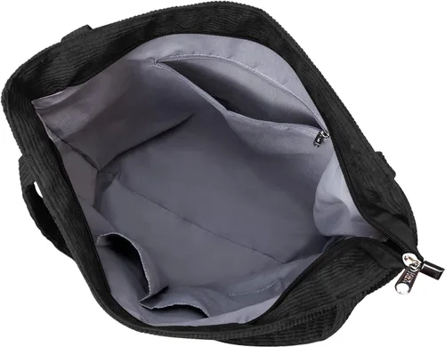 Miniatura 9 de KALIDI - Bolsa de pana para mujer, con cremallera, casual, de gran capacidad, con bolsillos