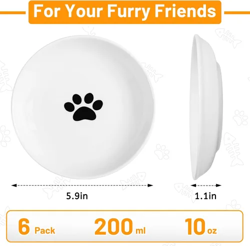 Miniatura 4 de Cuencos de cerámica para gatos, aptos para bigotes, platos de comida antivómitos para gatos de interior, platos seguros e higiénicos para gatos