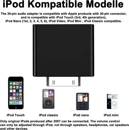 Miniatura 4 de Transmisor Bluetooth para iPod Classic, conector adaptador Bluetooth Plug and Play para iPod Classic 160gb, adaptador Bluetooth compatible con iPod