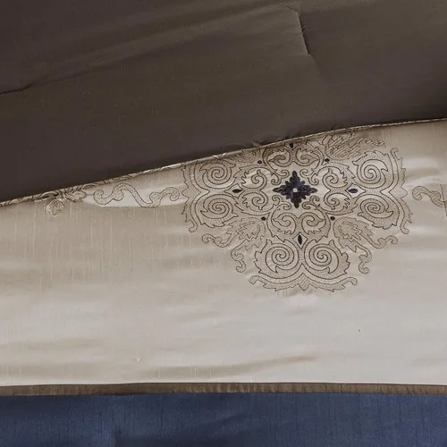 Miniatura 10 de Madison Park Essentials Delaney - 24 piezas para habitación, jacquard satinado, para todas las estaciones, tamaño California King