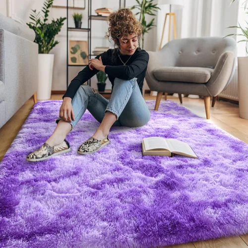 Miniatura 147 de EVOIONOS - Alfombra redonda gris para dormitorio, 5x5 pies; alfombras circulares suaves y esponjosas para sala de estar, alfombras de felpa peludas
