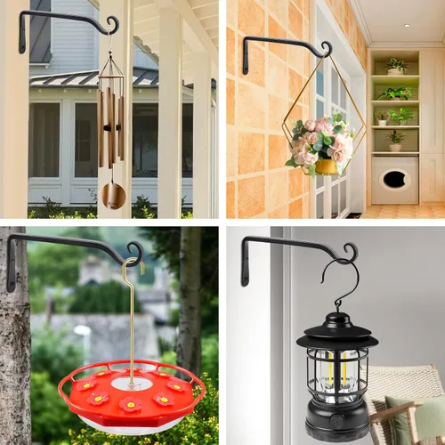 Miniatura 7 de FEED GARDEN Ganchos de pared para plantas colgantes de 10 pulgadas, paquete de 2 soportes de metal resistentes para plantas, con capacidad para 48