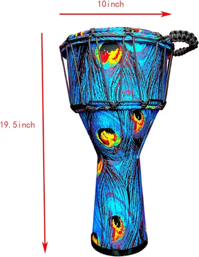 Miniatura 2 de RUOSWTE Djembe Bongo, tambor de copa hecho de cabeza de tambor de piel de cabra, tela pintada a mano, estilo de África occidental, regalo