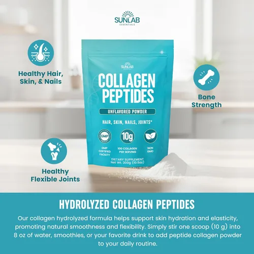 Miniatura 5 de Polvo de Péptidos de Colágeno Hidrolizado de Bóvino (Sin Sabor) Tipo I y III, Suplemento para Cabello, Piel, Uñas y Soporte Articular - Colágeno