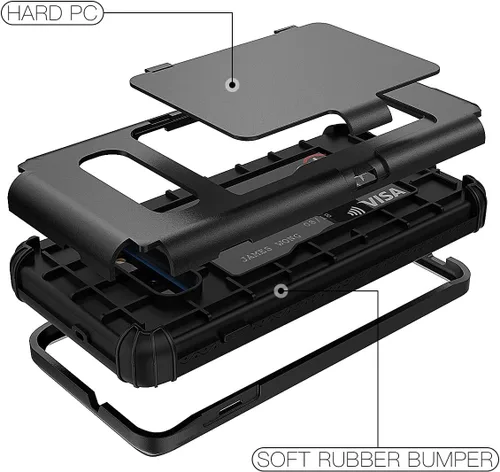 Miniatura 4 de WeLoveCase Funda tipo cartera para Galaxy S10 Defender con espejo oculto, tres capas a prueba de golpes, protección resistente, funda protectora