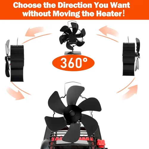 Miniatura 5 de JossaColar Ventilador de Estufa de Leña Compatible con Calentador Buddy (con Soporte y Termómetro), Ventilador de Chimenea Alimentado por Calor