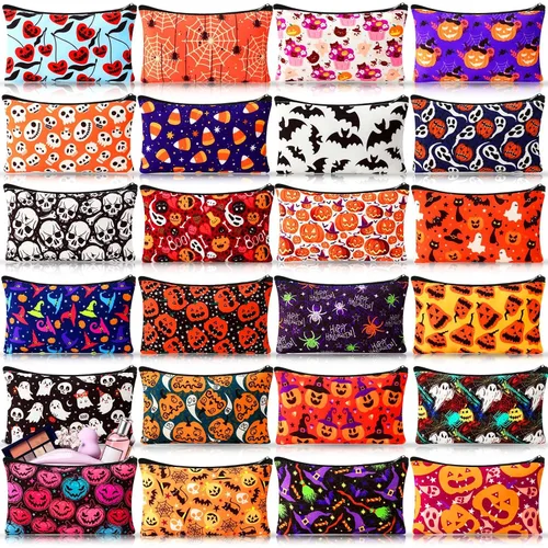 Miniatura 22 de 24 piezas bolsas de maquillaje a granel, bolsas de cosméticos de lona, organizador de bolso, bolsa cosmética con cremallera, bolsa de tocador