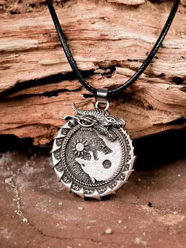 Miniatura 3 de HAQUIL Collar vikingo, colgante nórdico Skoll Hati Wolf Sun Moon Ragnarok, regalo de joyería vikingo