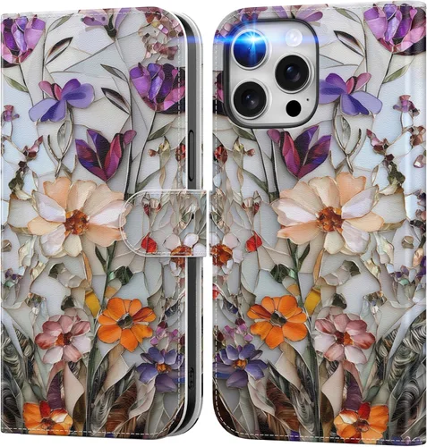 Miniatura 83 de DEENAKIN Funda tipo cartera para iPhone 15 con tarjetero + clip para efectivo, bloqueo RFID, protección contra caídas de grado militar y obras