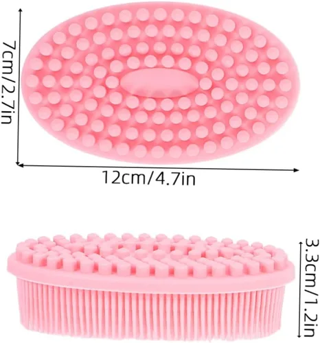 Miniatura 2 de KOMBIUDA 2 cepillos de baño de silicona suave exfoliante para el cuero cabelludo para niños y niñas y adultos, diseño suave de doble cara para un