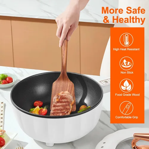 Miniatura 2 de Juego de 3 espátulas de madera grandes, utensilios de cocina, cuchara de madera para cocinar, espátula de servir, espátulas volteadoras, cucharas