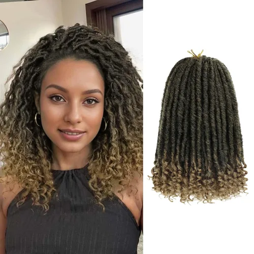 Miniatura 8 de 6 paquetes de cabello de ganchillo Goddess Locs, locs falsos rectos de 12 pulgadas para ganchillo, extensiones de cabello sintético suave rizado