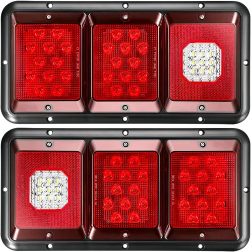 Partsam 2 luces LED de triple cola 45 LED, montaje vertical u horizontal, luces traseras LED rectangulares de montaje vertical u horizontal, luces