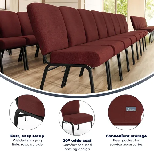 Miniatura 4 de Flash Furniture Advantage Signature Elite - Silla de iglesia granate, 20 pulgadas de ancho