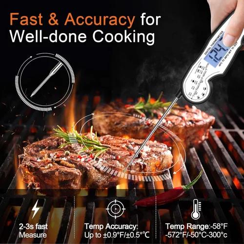 Miniatura 2 de Termómetro digital de lectura instantánea para carne para asar a la parrilla y cocinar - ANDAXIN Termómetro ultrarrápido resistente al agua